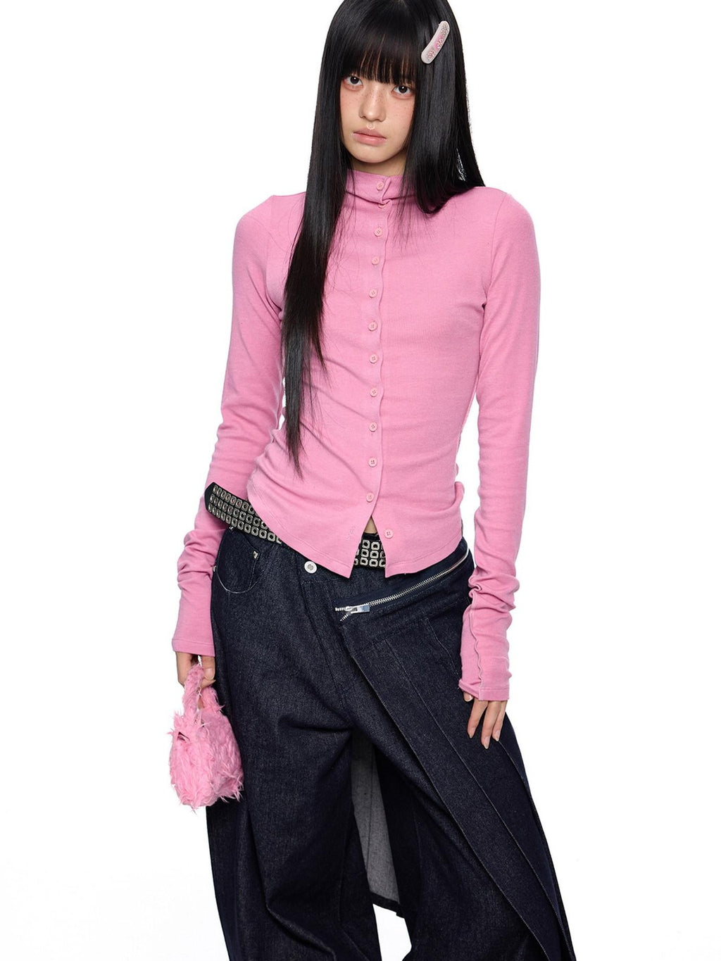 EZEK Thin Pleated Printed Half Turtleneck Women's Viscose Long Sleeve T-shirts