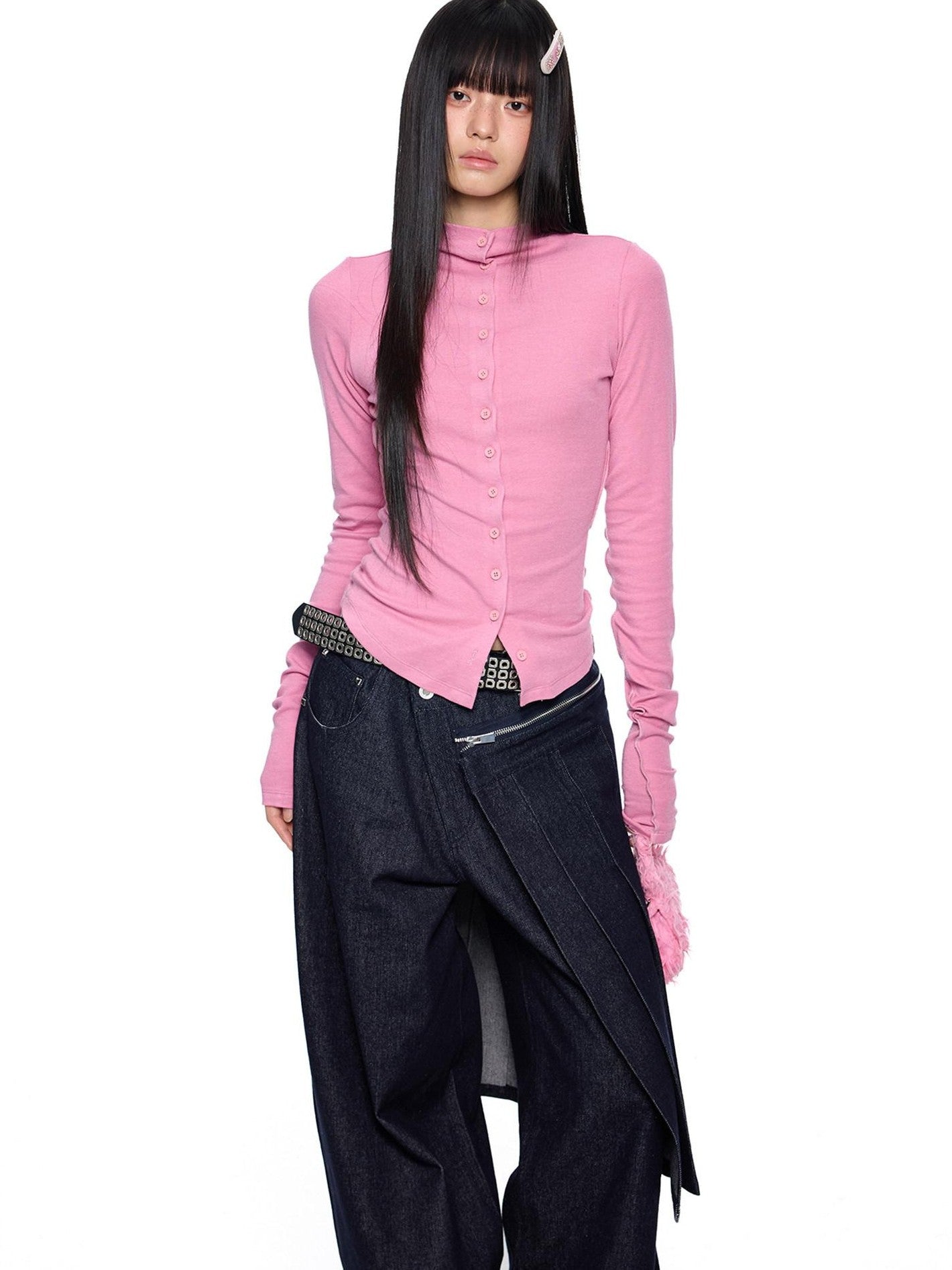 EZEK Thin Pleated Printed Half Turtleneck Women's Viscose Long Sleeve T-shirts