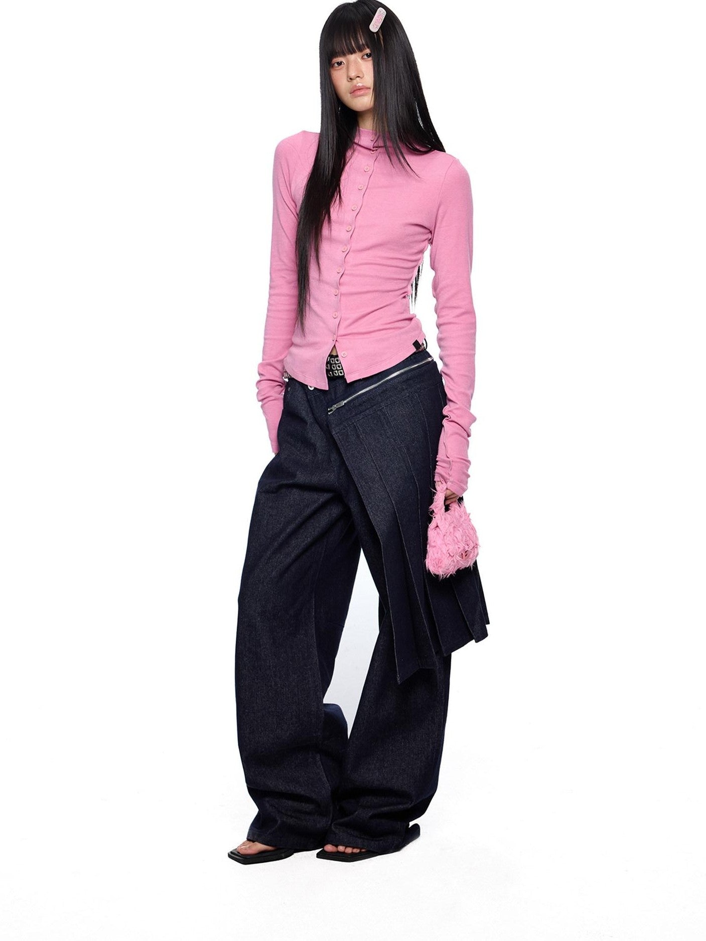 EZEK Thin Pleated Printed Half Turtleneck Women's Viscose Long Sleeve T-shirts