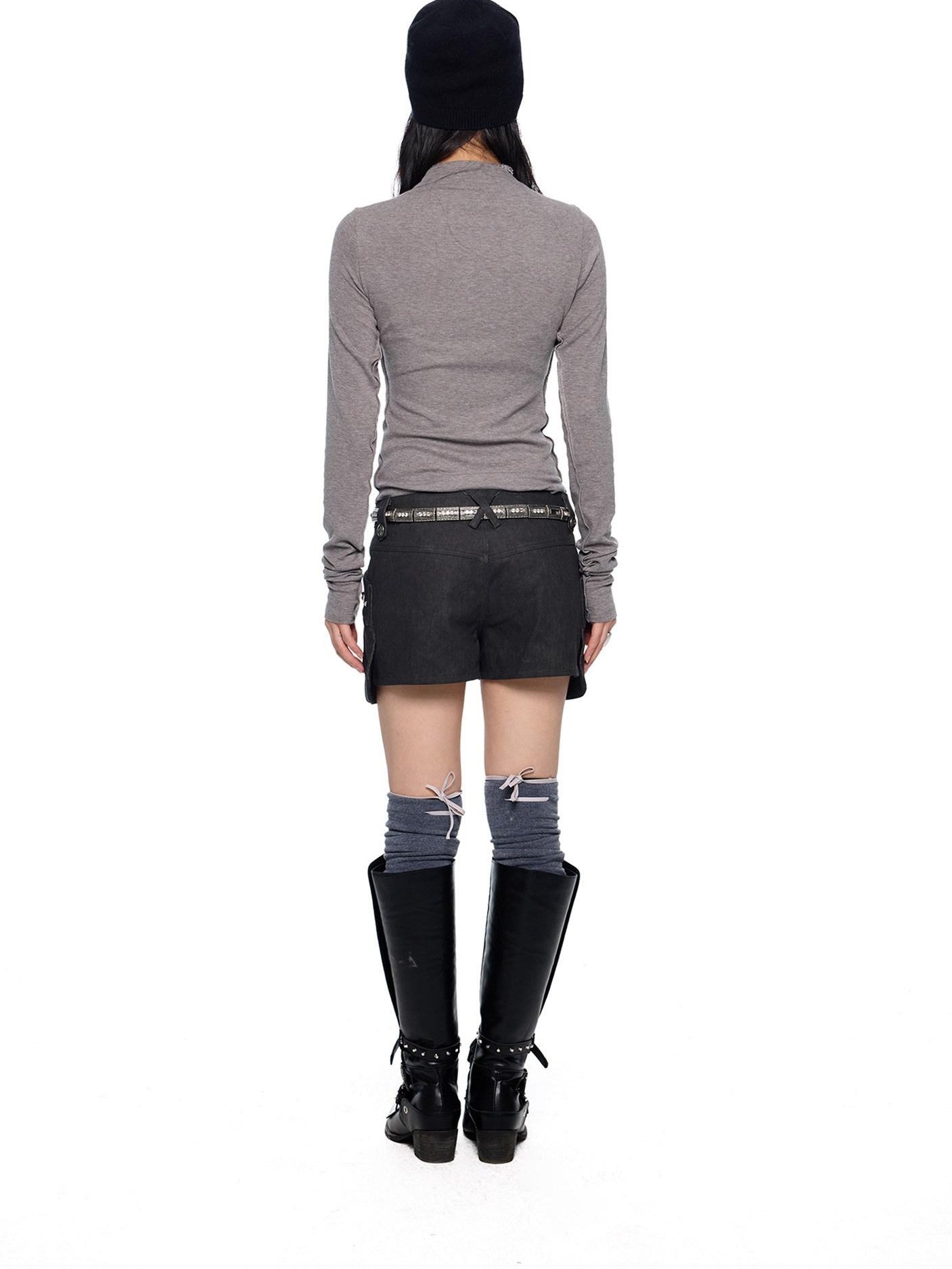 EZEK Thin Pleated Printed Half Turtleneck Women's Viscose Long Sleeve T-shirts