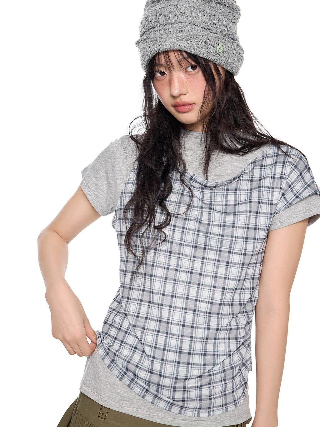 EZEK Two Piece Plaid Print Women's Cotton Lyocell Short Sleeve T-shirts