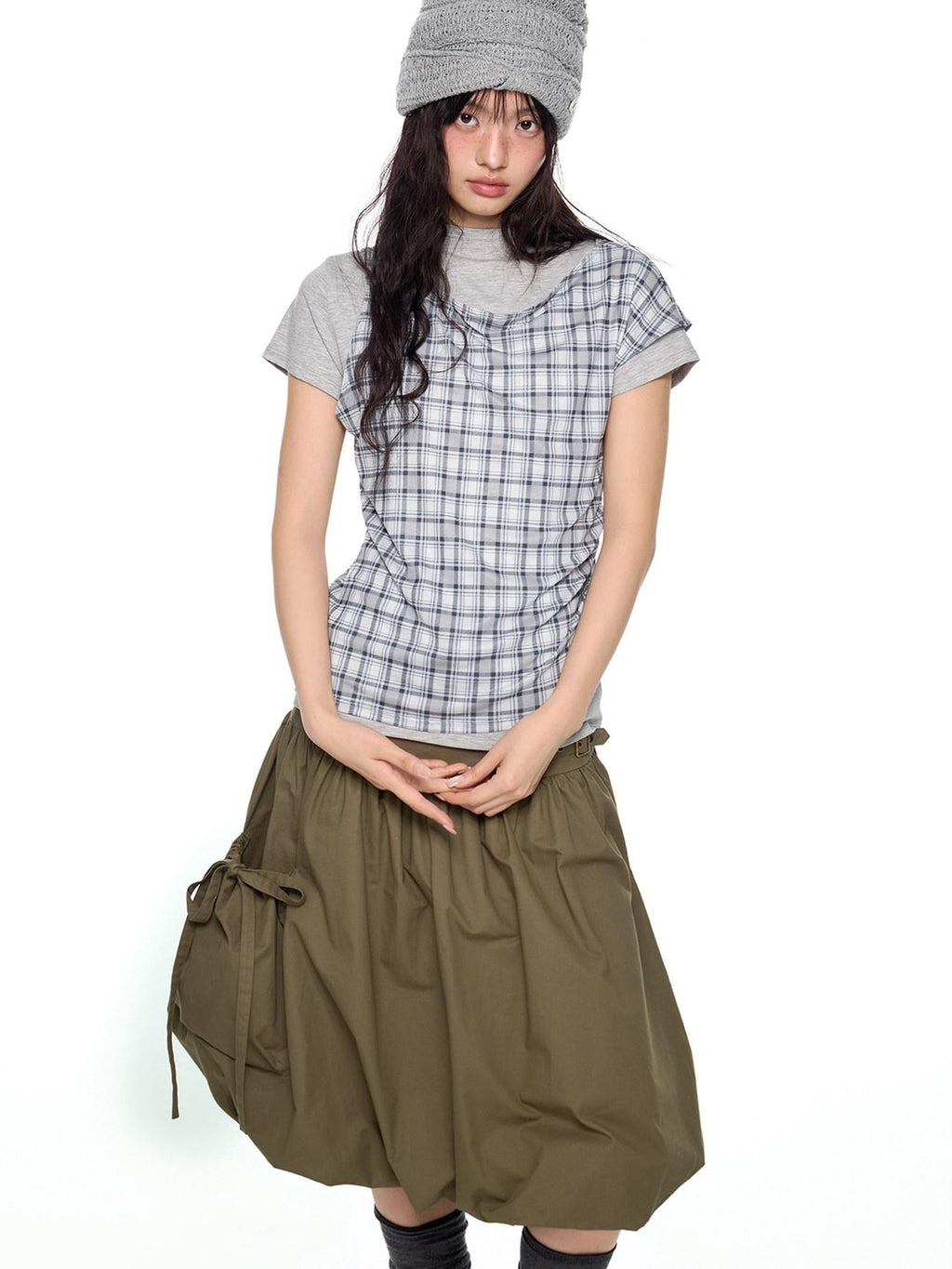 EZEK Two Piece Plaid Print Women's Cotton Lyocell Short Sleeve T-shirts