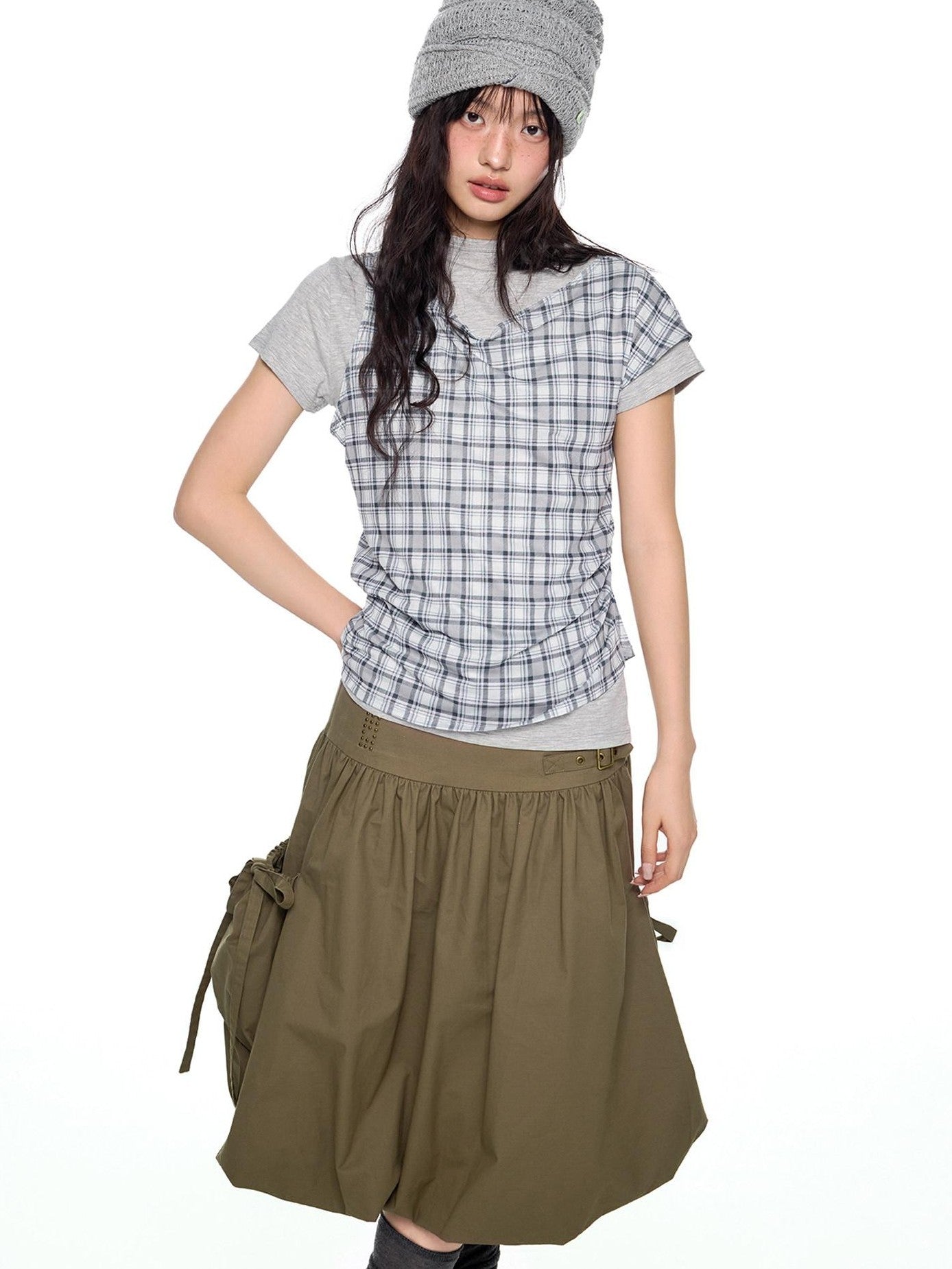 EZEK Two Piece Plaid Print Women's Cotton Lyocell Short Sleeve T-shirts