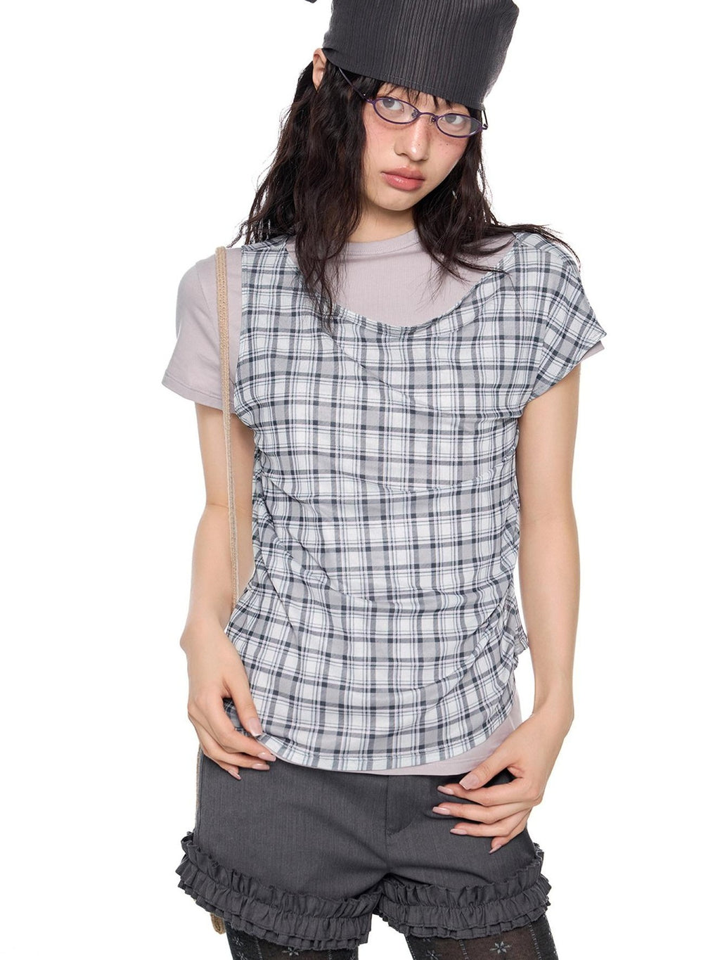 EZEK Two Piece Plaid Print Women's Cotton Lyocell Short Sleeve T-shirts