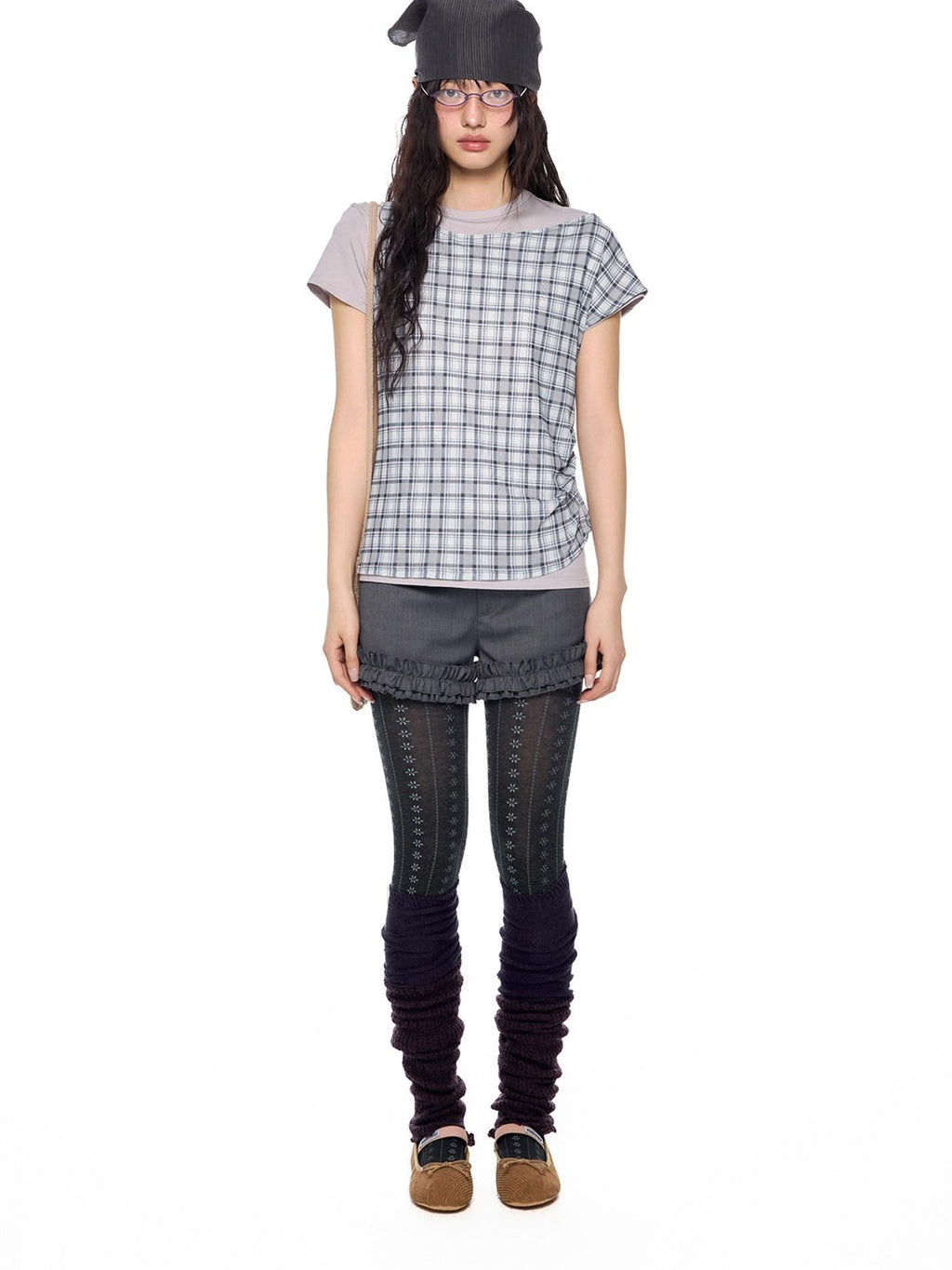 EZEK Two Piece Plaid Print Women's Cotton Lyocell Short Sleeve T-shirts