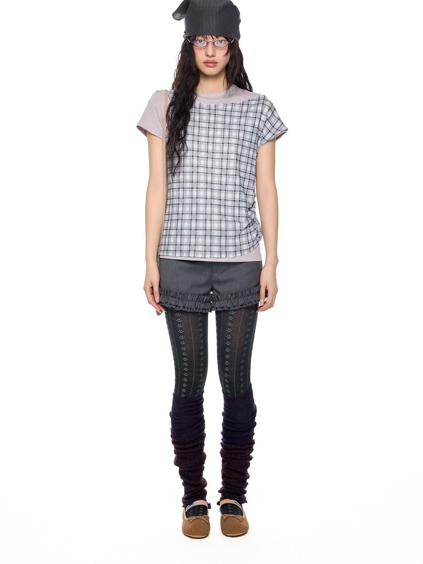 EZEK Two Piece Plaid Print Women's Cotton Lyocell Short Sleeve T-shirts