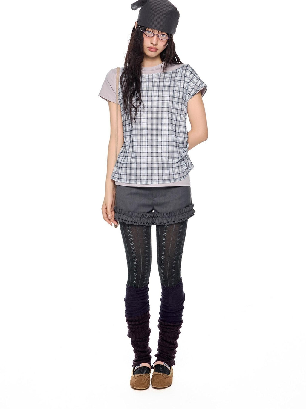 EZEK Two Piece Plaid Print Women's Cotton Lyocell Short Sleeve T-shirts