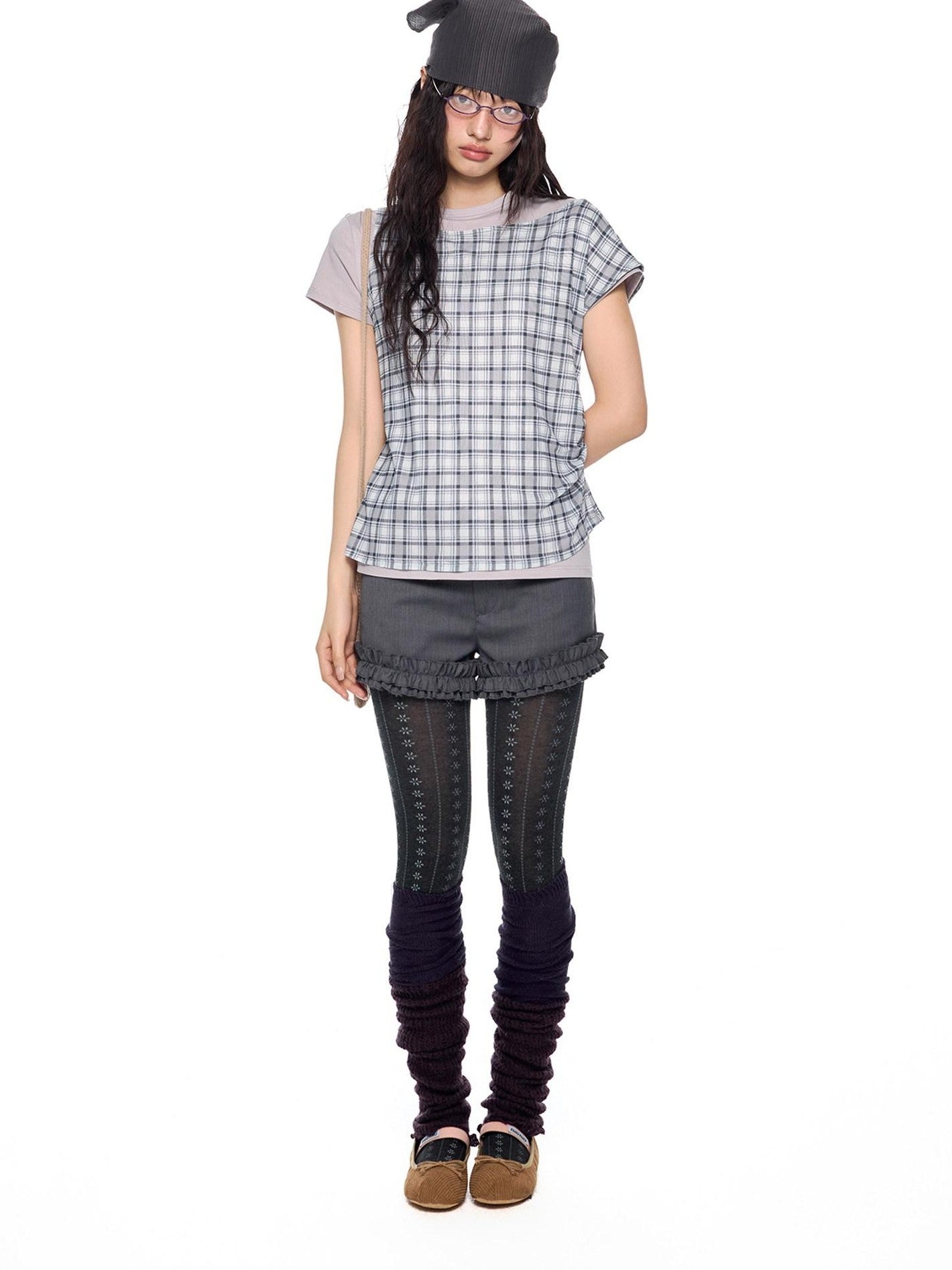 EZEK Two Piece Plaid Print Women's Cotton Lyocell Short Sleeve T-shirts
