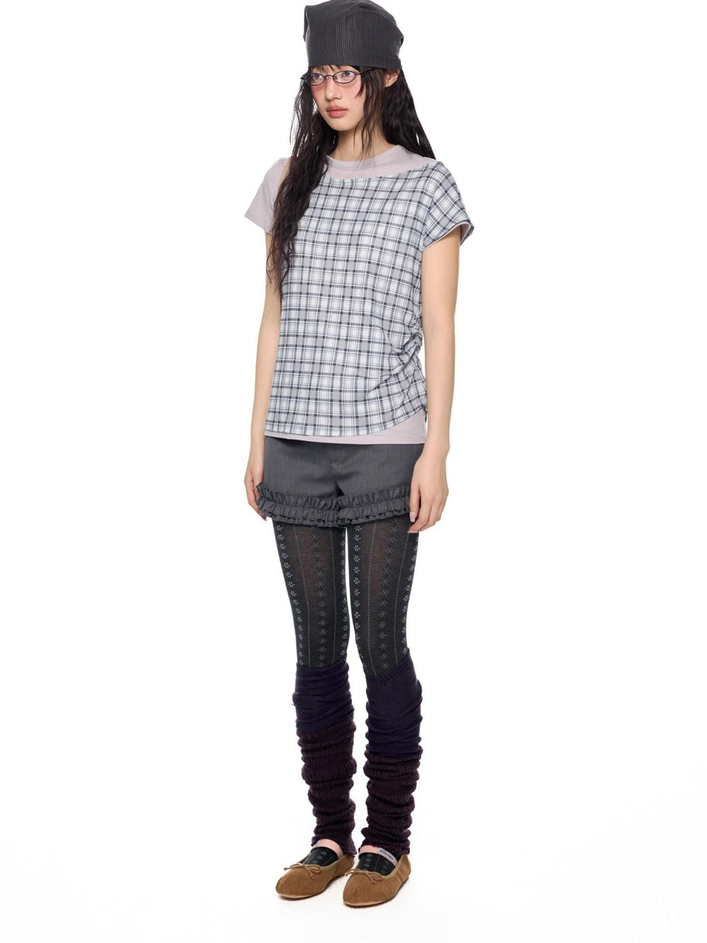 EZEK Two Piece Plaid Print Women's Cotton Lyocell Short Sleeve T-shirts