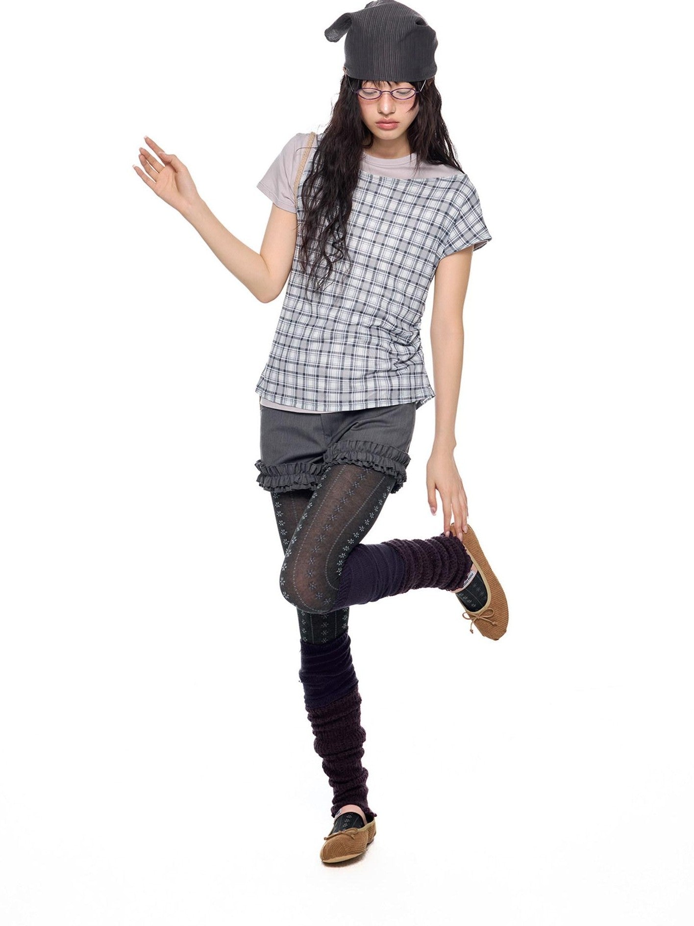 EZEK Two Piece Plaid Print Women's Cotton Lyocell Short Sleeve T-shirts