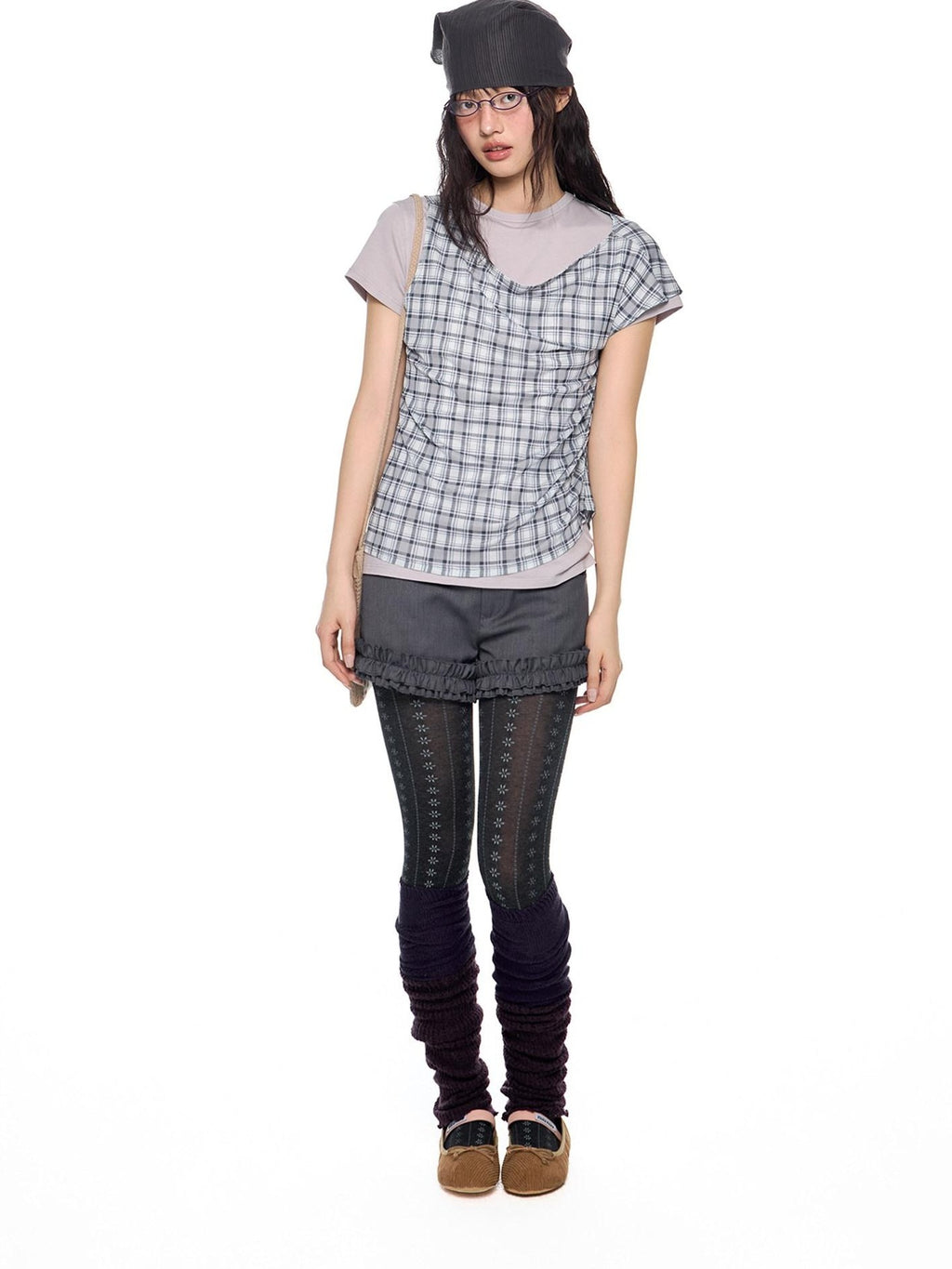 EZEK Two Piece Plaid Print Women's Cotton Lyocell Short Sleeve T-shirts