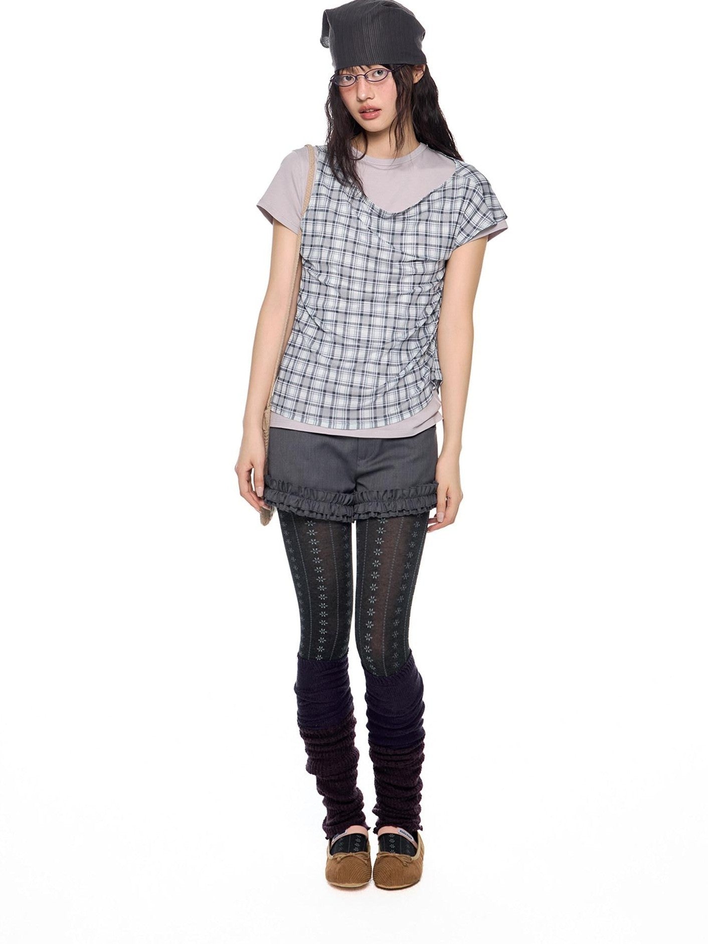 EZEK Two Piece Plaid Print Women's Cotton Lyocell Short Sleeve T-shirts