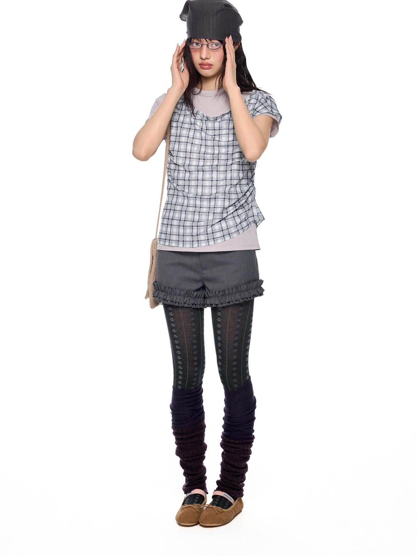EZEK Two Piece Plaid Print Women's Cotton Lyocell Short Sleeve T-shirts