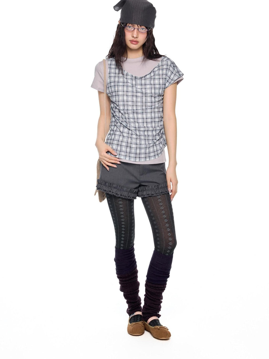 EZEK Two Piece Plaid Print Women's Cotton Lyocell Short Sleeve T-shirts
