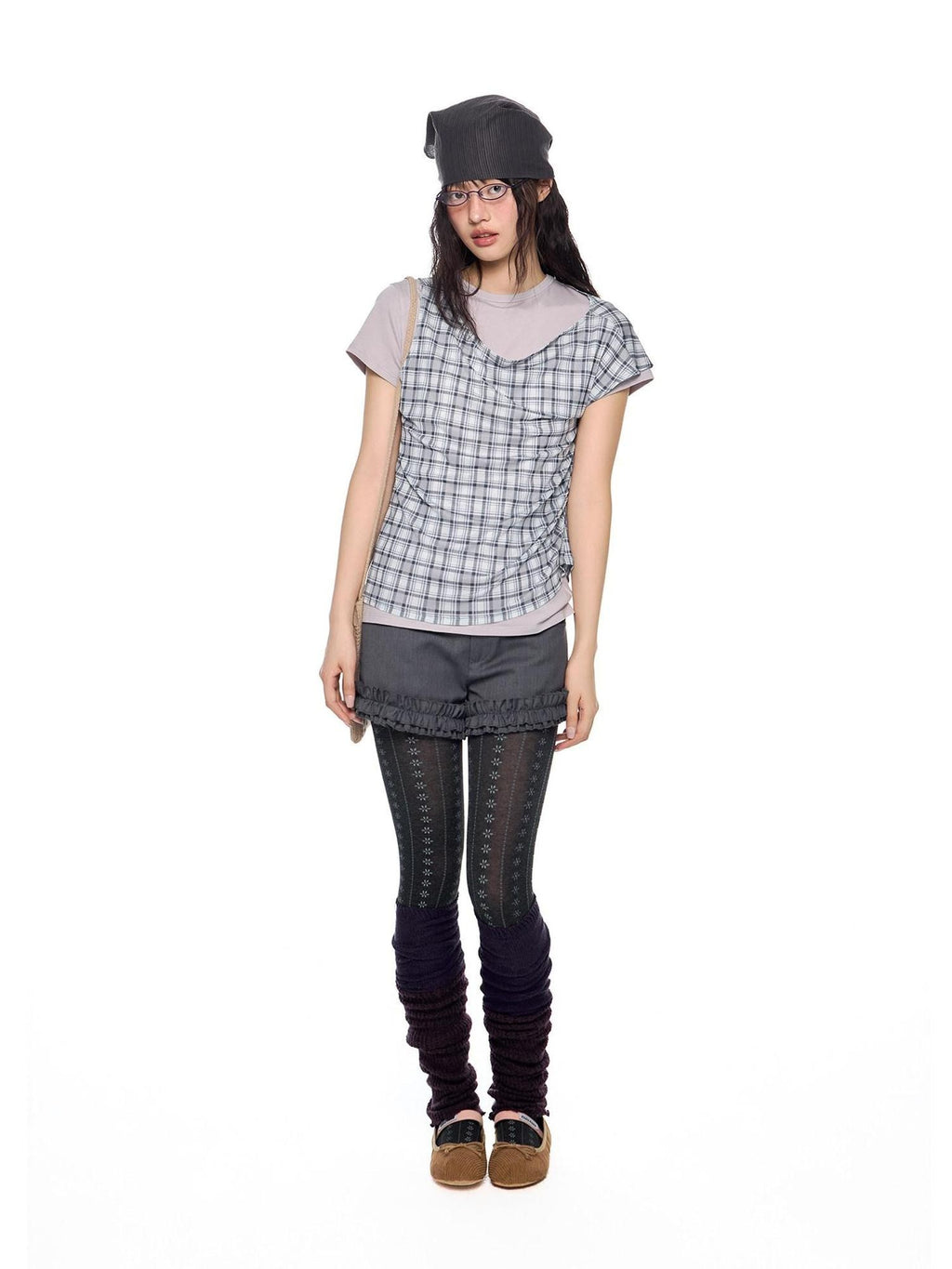 EZEK Two Piece Plaid Print Women's Cotton Lyocell Short Sleeve T-shirts