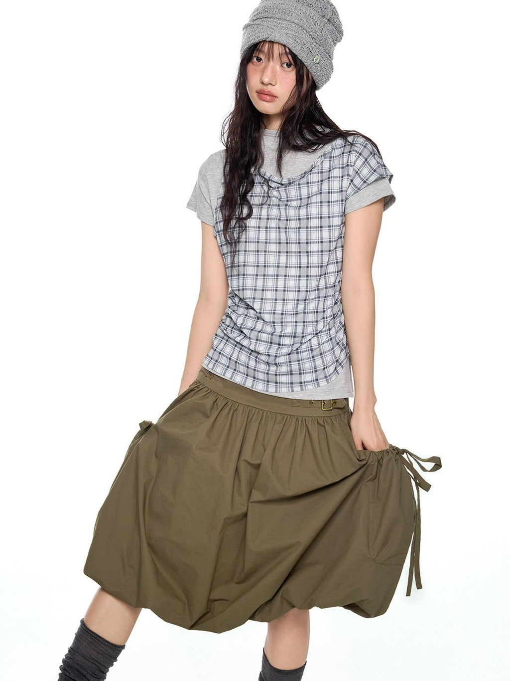 EZEK Two Piece Plaid Print Women's Cotton Lyocell Short Sleeve T-shirts