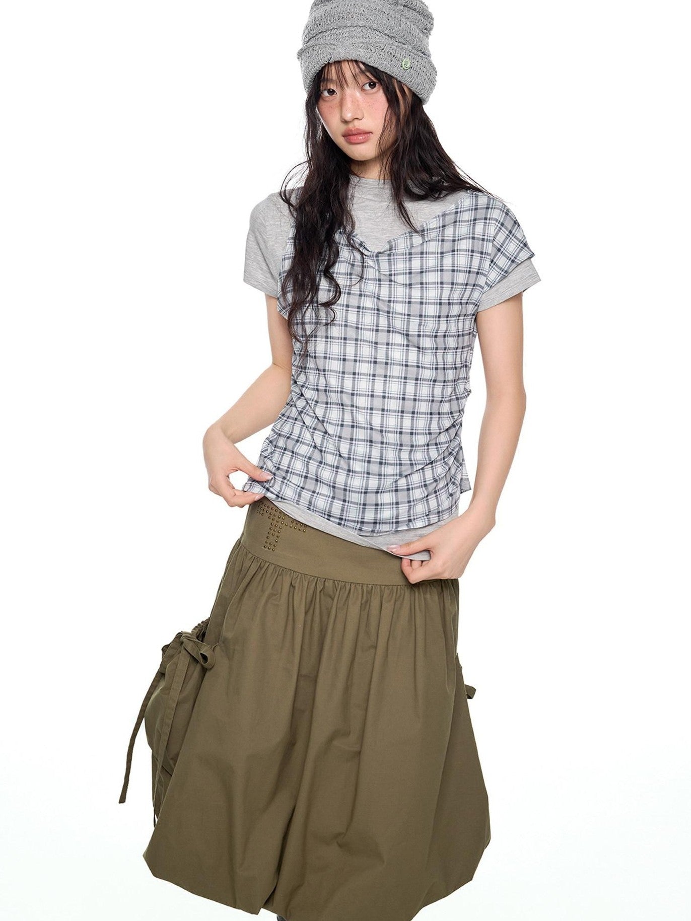 EZEK Two Piece Plaid Print Women's Cotton Lyocell Short Sleeve T-shirts