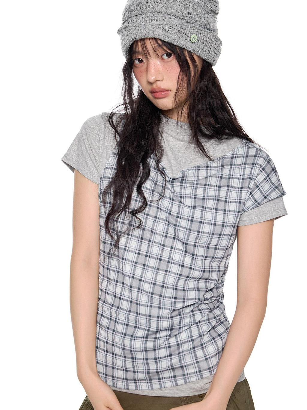 EZEK Two Piece Plaid Print Women's Cotton Lyocell Short Sleeve T-shirts