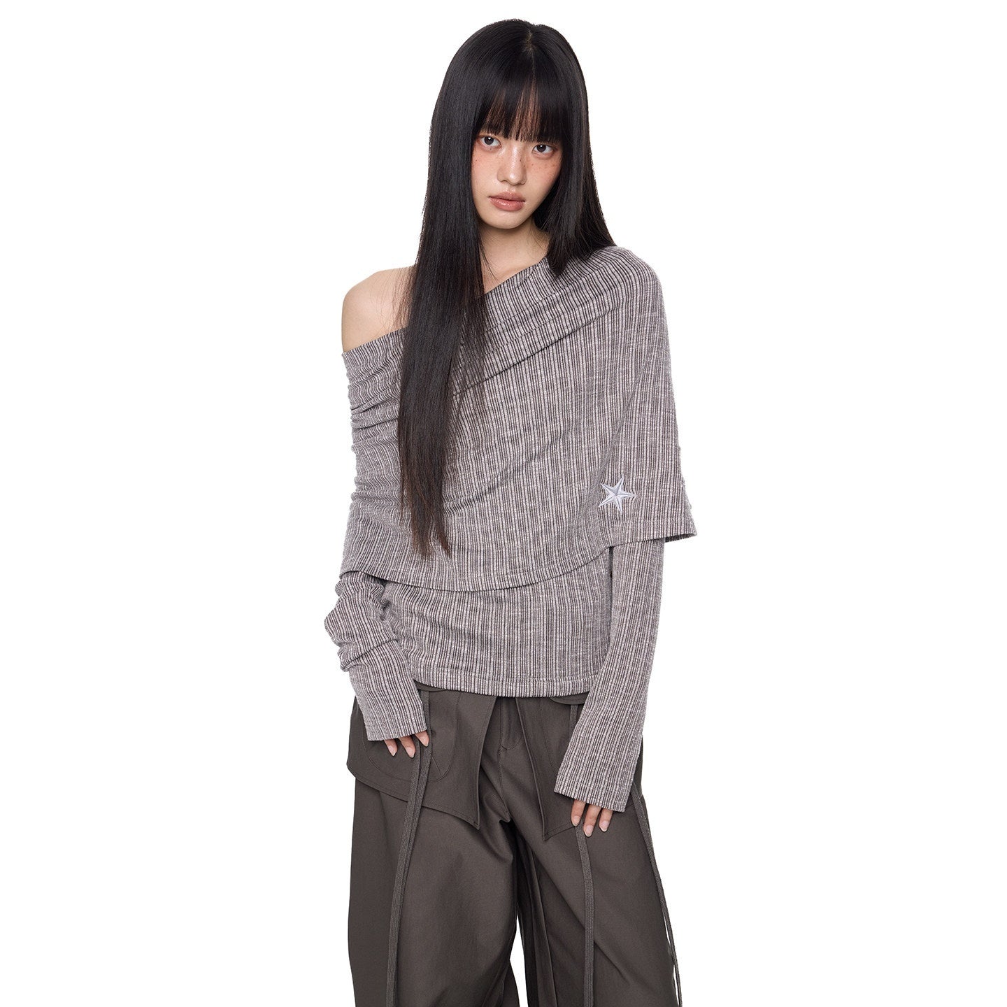 EZEK_Vertical_Stripe_Off_Shoulder_Women's_Cotton_Blend_Knit_Long_Sleeve_T-shirts_962494400732_MISSTT