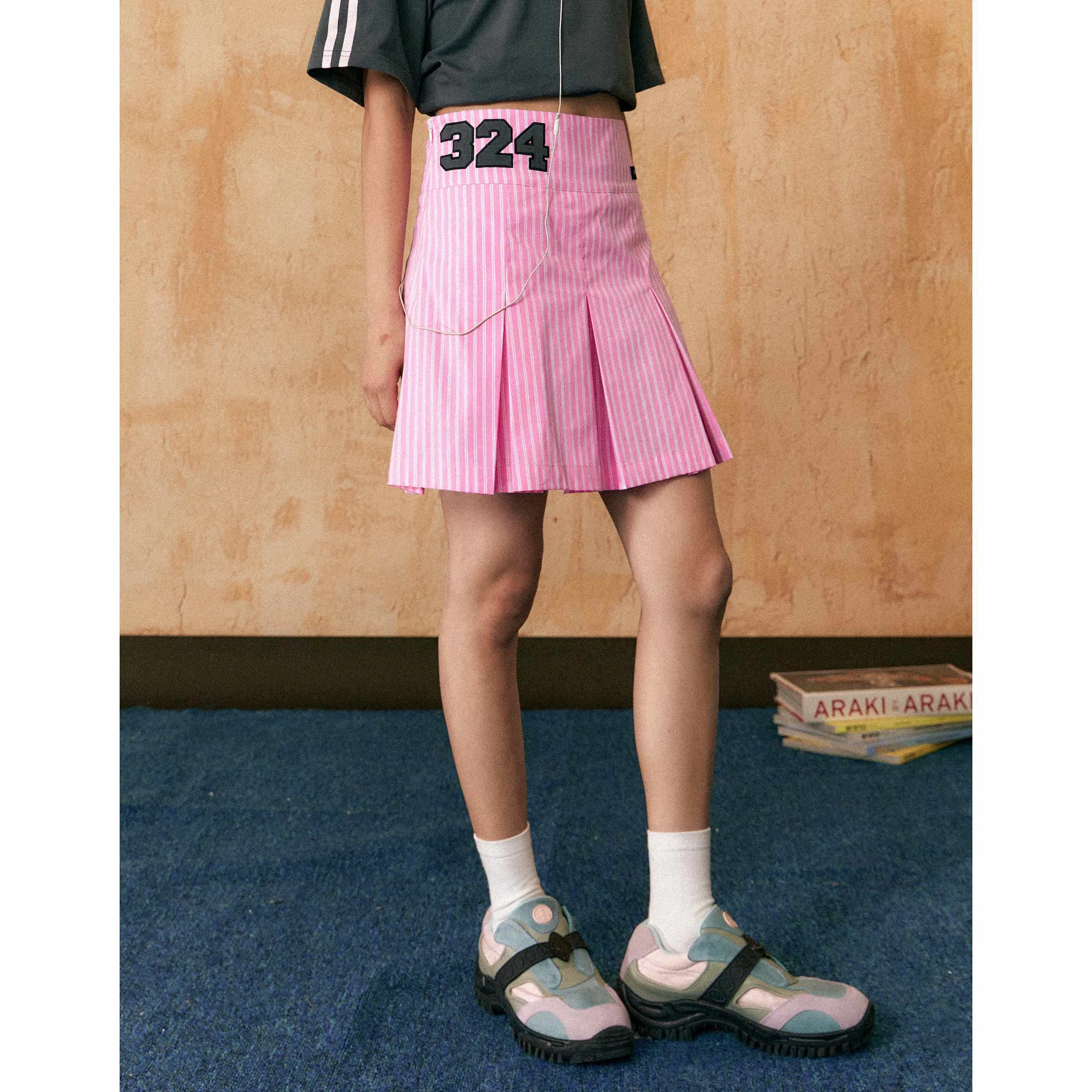 EZEK_Vertical_Stripe_Pleated_High_Waist_Pocket_Women's_Cotton_Blend_A-line_Skirts_799396445694_MISSTT