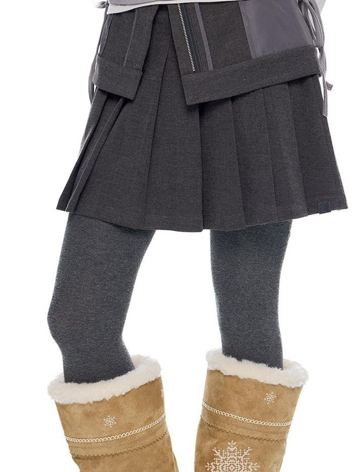 EZEK Vintage Academy Pocketed Mid Waist Women's Polyester Blend Pleated Skirts