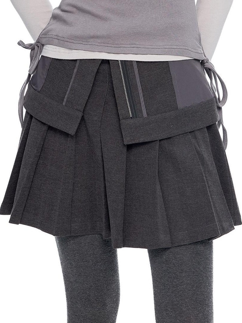 EZEK Vintage Academy Pocketed Mid Waist Women's Polyester Blend Pleated Skirts