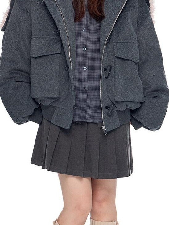 EZEK Vintage Academy Pocketed Mid Waist Women's Polyester Blend Pleated Skirts