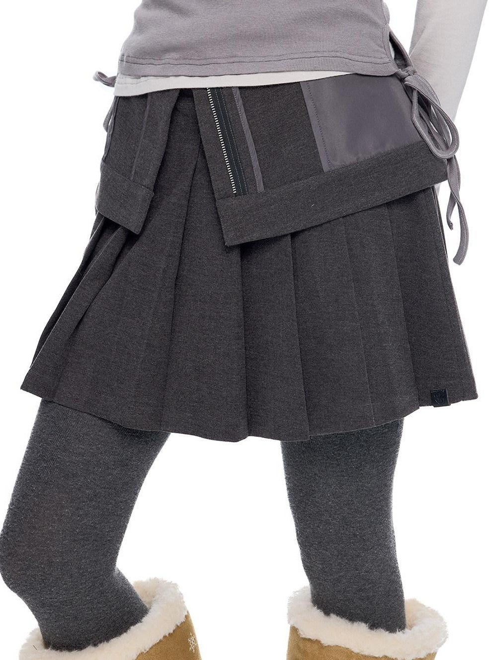 EZEK Vintage Academy Pocketed Mid Waist Women's Polyester Blend Pleated Skirts