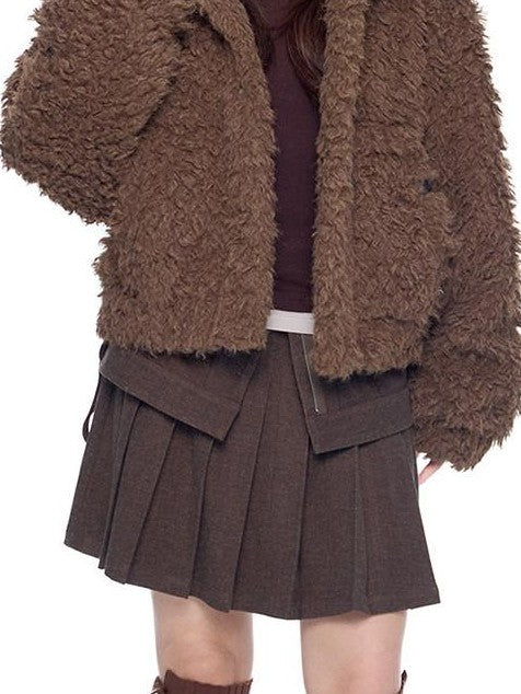 EZEK Vintage Academy Pocketed Mid Waist Women's Polyester Blend Pleated Skirts