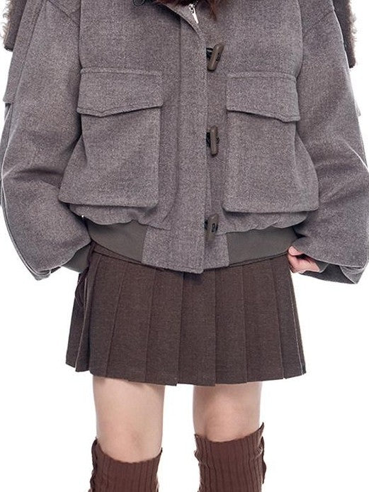 EZEK Vintage Academy Pocketed Mid Waist Women's Polyester Blend Pleated Skirts