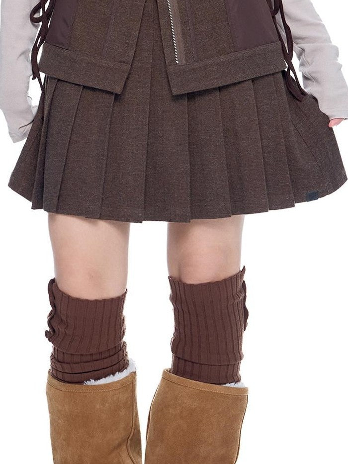 EZEK Vintage Academy Pocketed Mid Waist Women's Polyester Blend Pleated Skirts