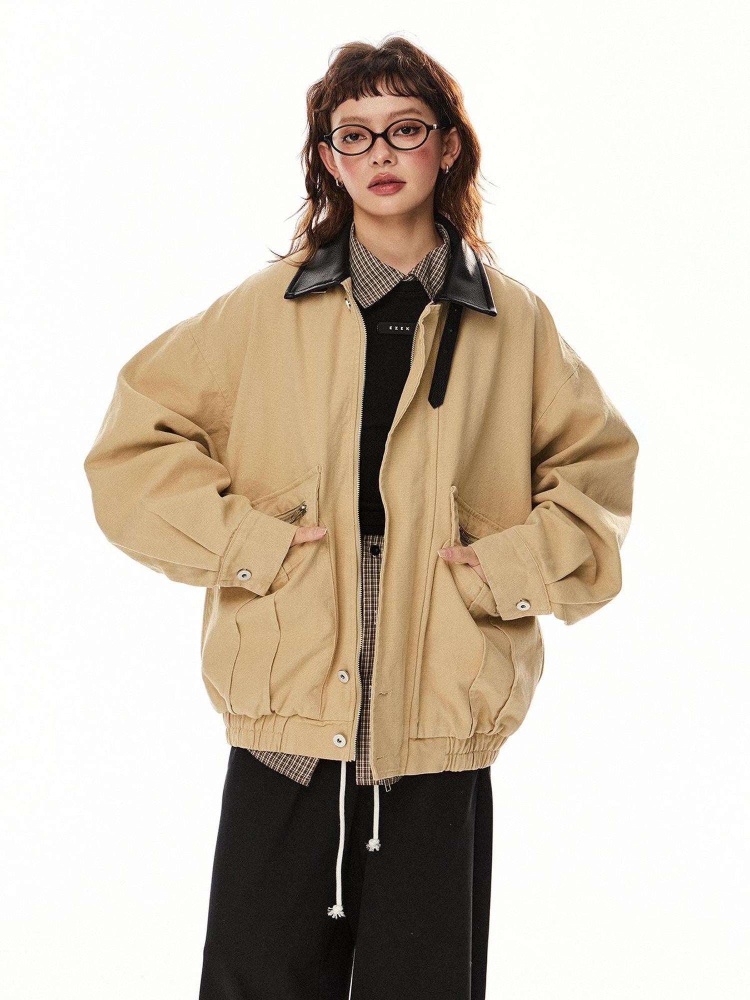 EZEK Vintage Barn Large Pocket Zip Collar Women's Cotton Utility Jackets