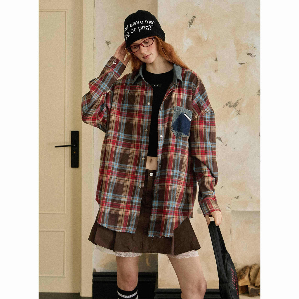 EZEK_Vintage_Brushed_Edge_Plaid_Button_Collar_Women's_Poly_Cotton_Oversized_Shirts_831411828555_MISSTT