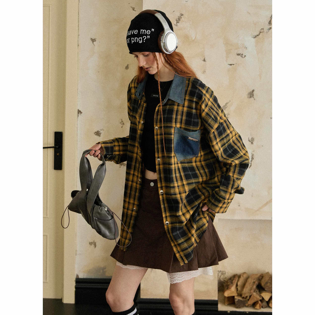 EZEK_Vintage_Brushed_Edge_Plaid_Button_Collar_Women's_Poly_Cotton_Oversized_Shirts_831411828555_MISSTT