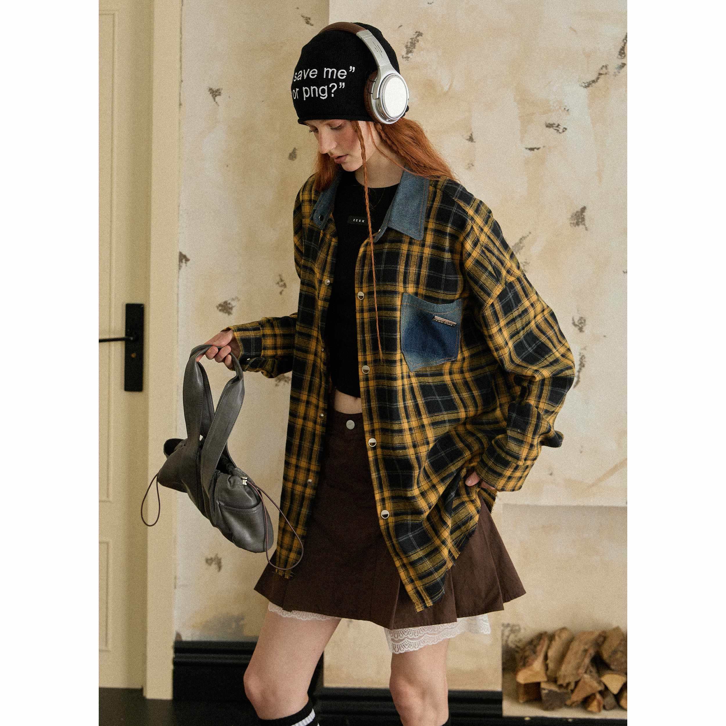 EZEK_Vintage_Brushed_Edge_Plaid_Button_Collar_Women's_Poly_Cotton_Oversized_Shirts_831411828555_MISSTT