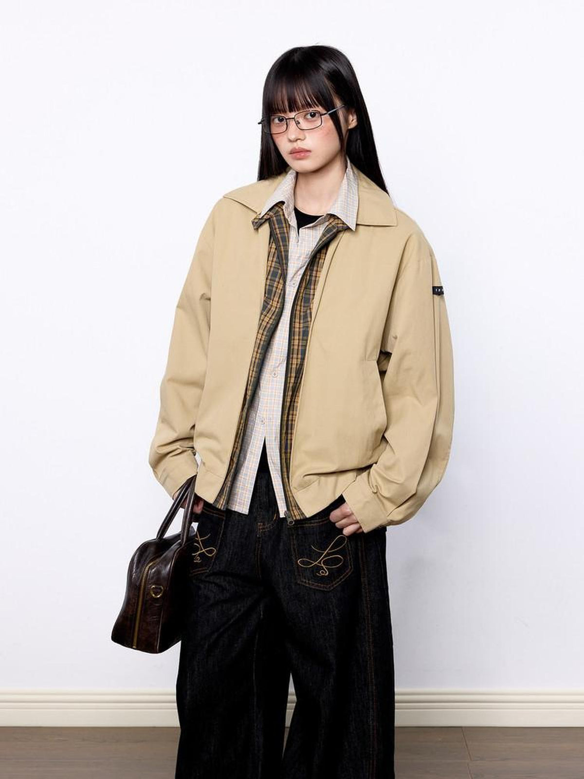 EZEK Vintage Colorblock Turndown Collar Women's Cotton Utility Jackets