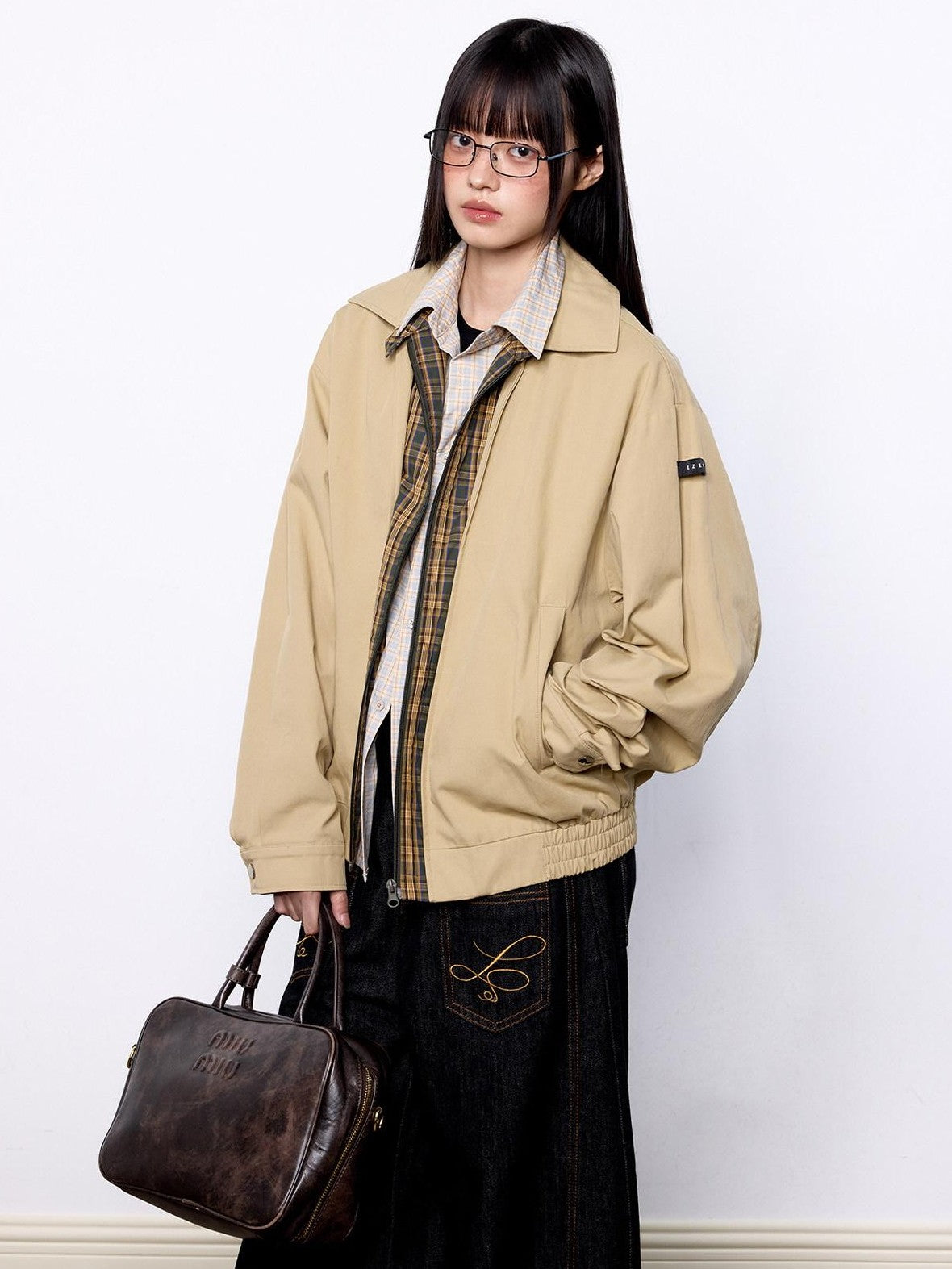 EZEK Vintage Colorblock Turndown Collar Women's Cotton Utility Jackets