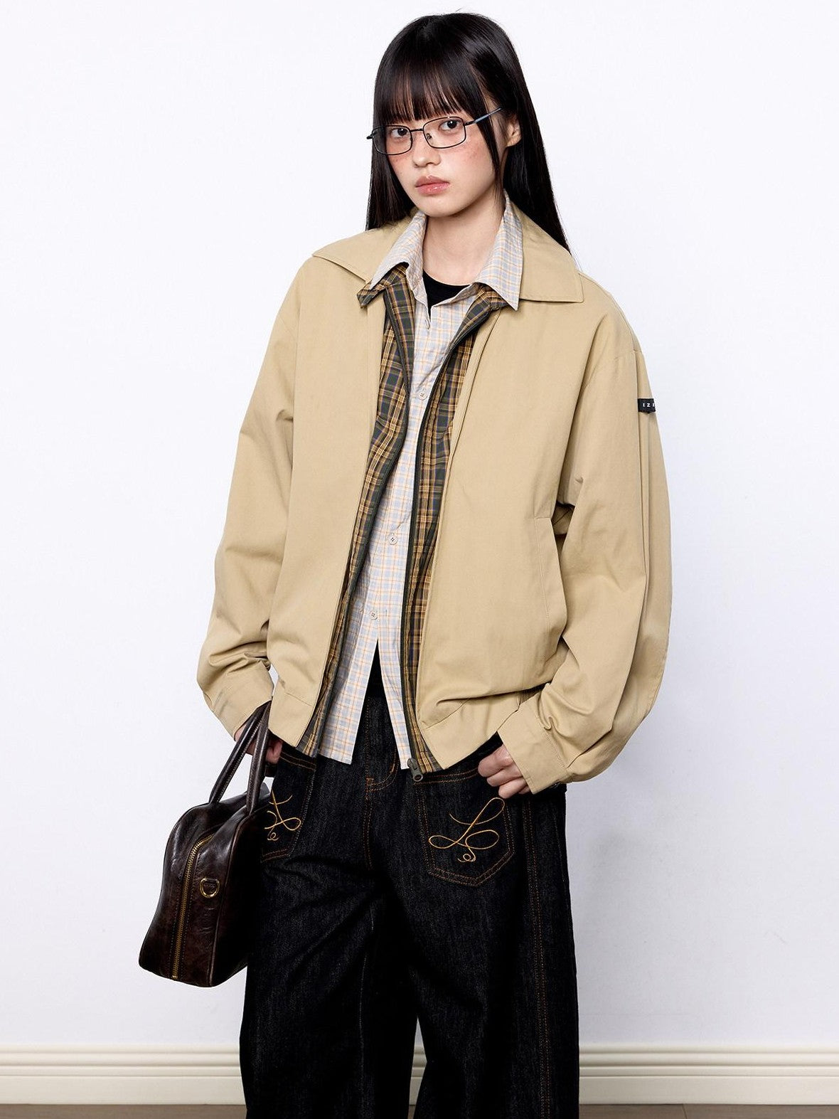 EZEK Vintage Colorblock Turndown Collar Women's Cotton Utility Jackets