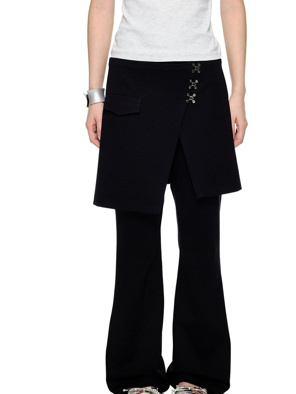 EZEK Vintage Deconstructed Layered Pocket Women's Cotton Blend Skinny Pants