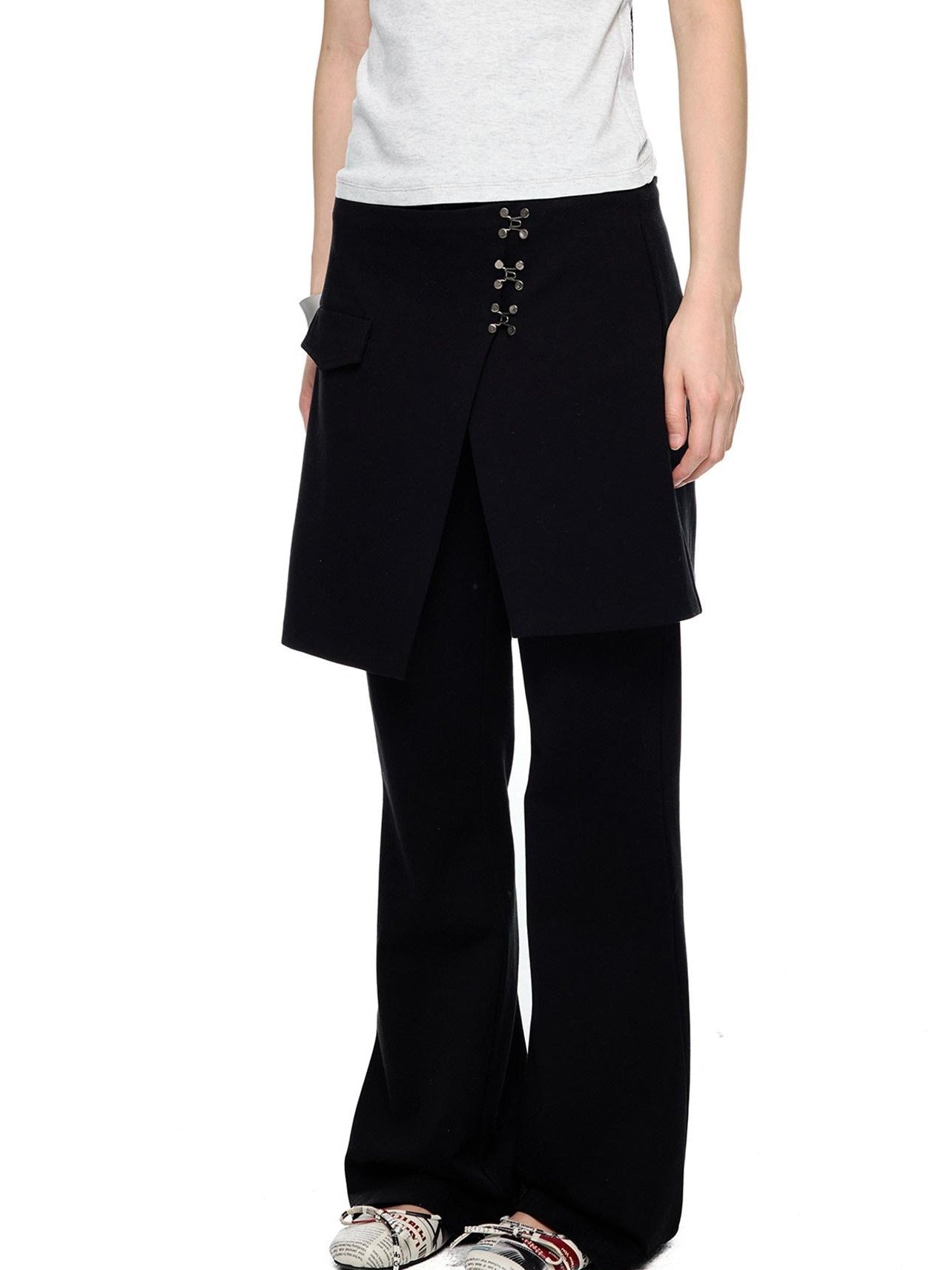 EZEK Vintage Deconstructed Layered Pocket Women's Cotton Blend Skinny Pants