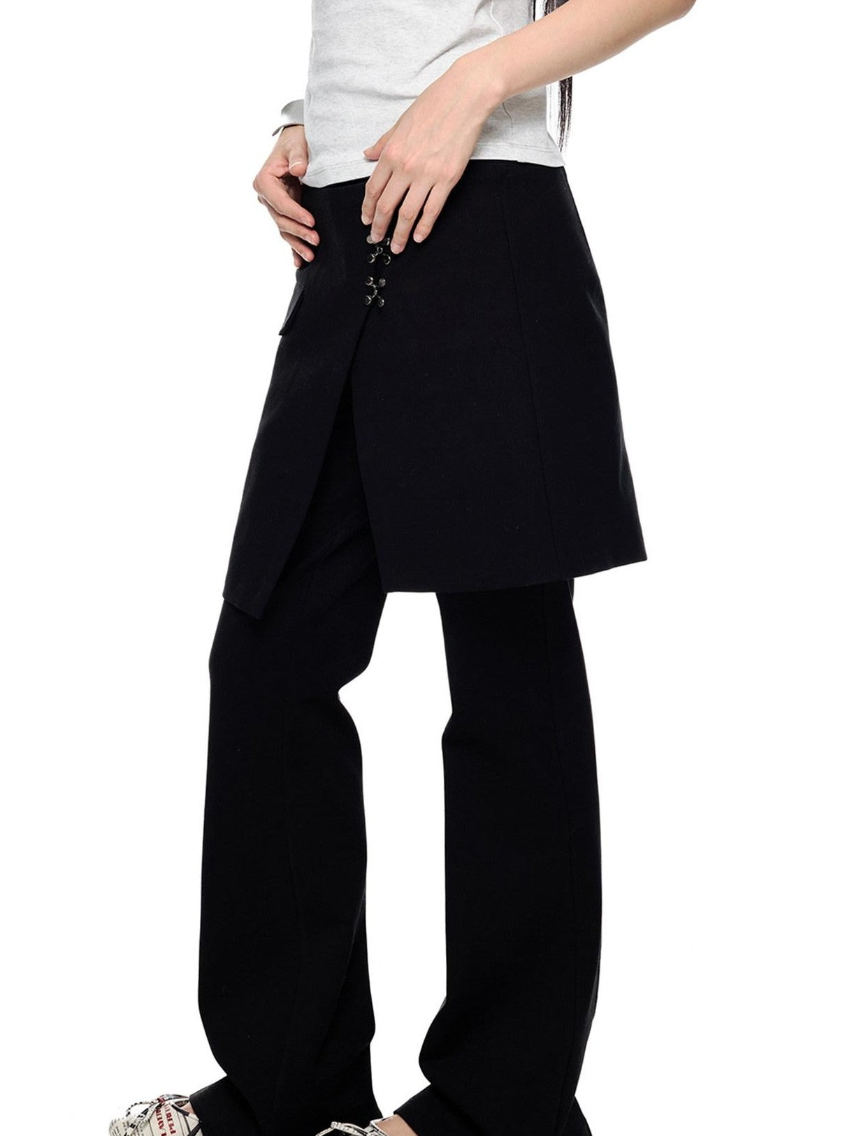 EZEK Vintage Deconstructed Layered Pocket Women's Cotton Blend Skinny Pants