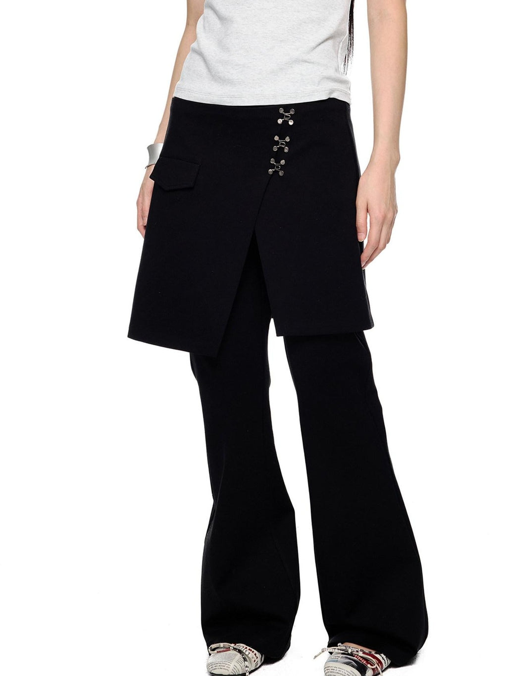 EZEK Vintage Deconstructed Layered Pocket Women's Cotton Blend Skinny Pants