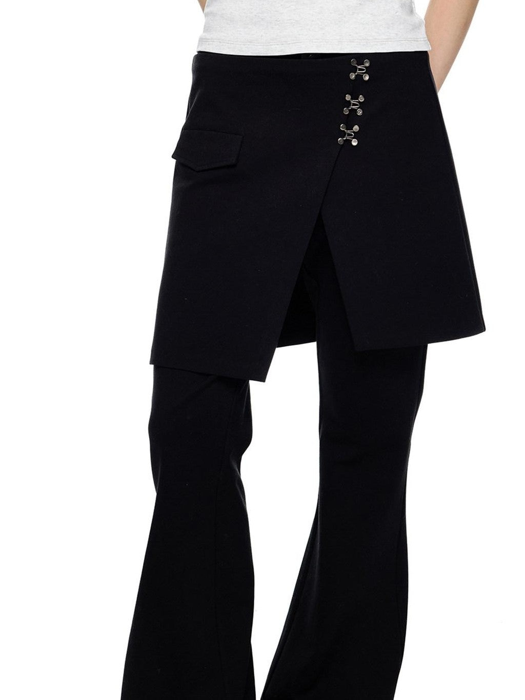 EZEK Vintage Deconstructed Layered Pocket Women's Cotton Blend Skinny Pants