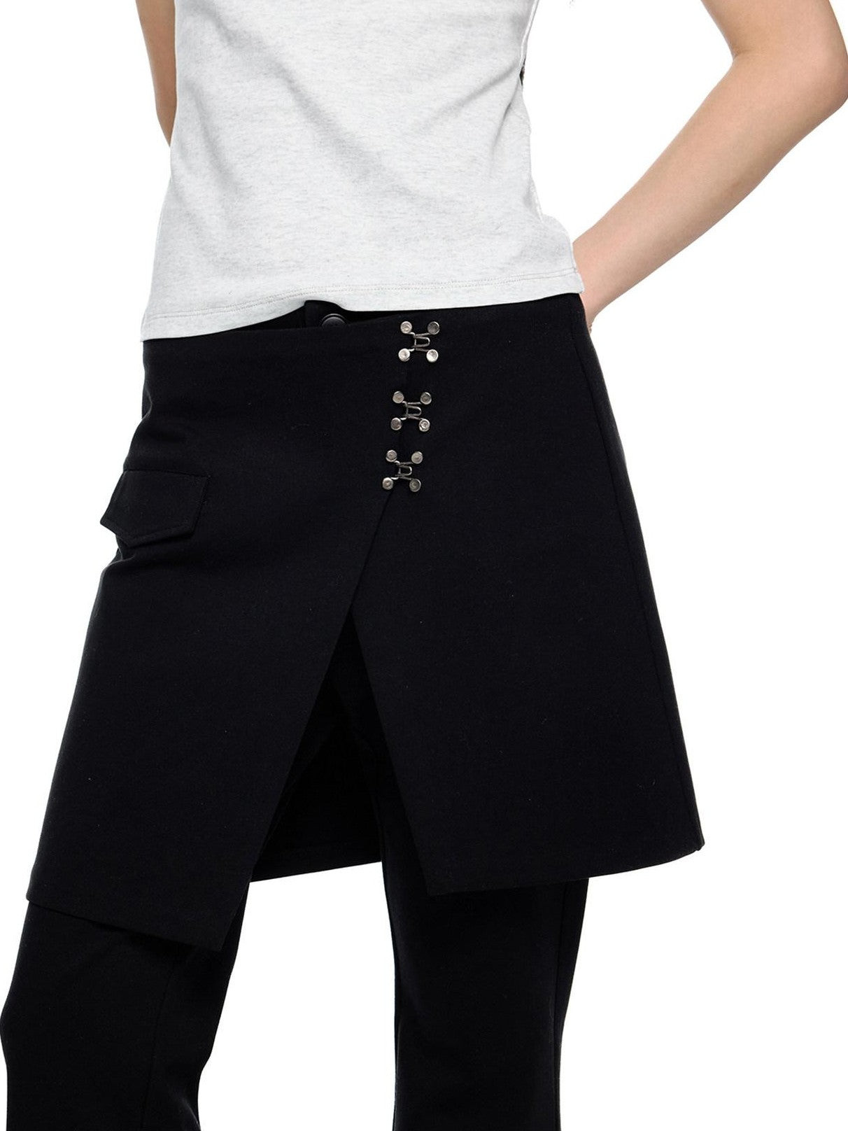EZEK Vintage Deconstructed Layered Pocket Women's Cotton Blend Skinny Pants