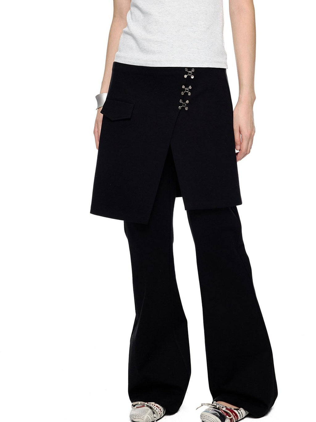 EZEK Vintage Deconstructed Layered Pocket Women's Cotton Blend Skinny Pants