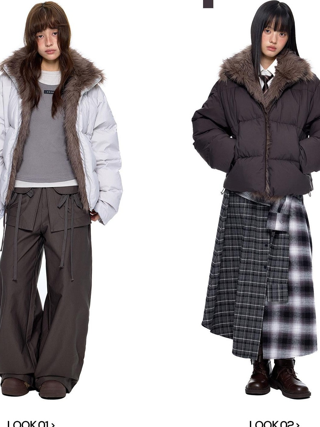 EZEK Vintage Fur Collar Zipper Pocket Stand Collar Women's 90 White Duck Down Jackets