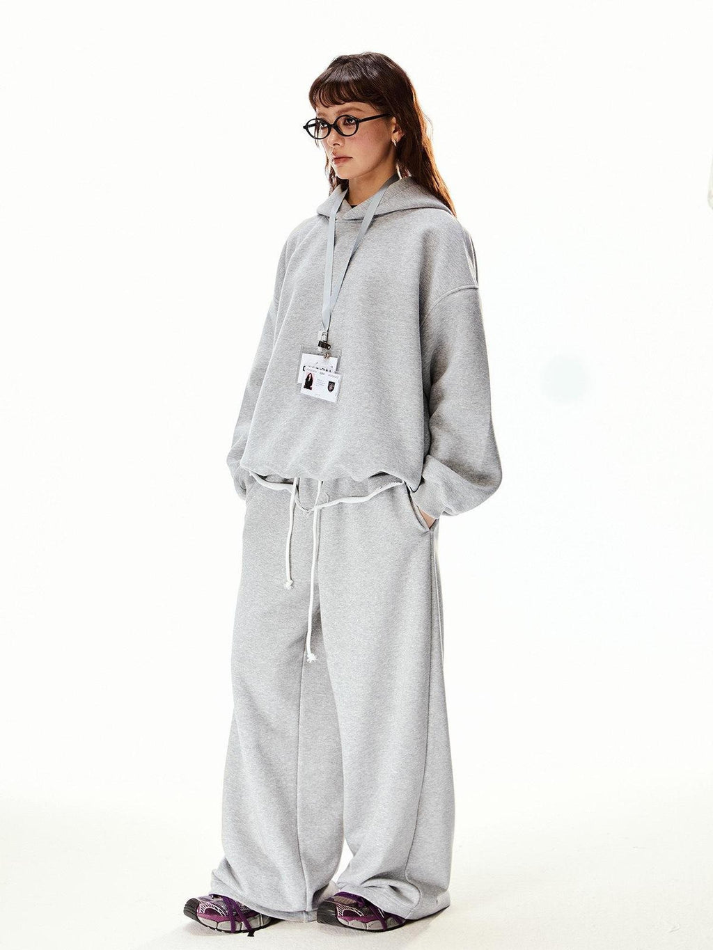 EZEK Vintage Gray Hooded Loose Fit Pocket Women's Cotton Blend Sweatshirts