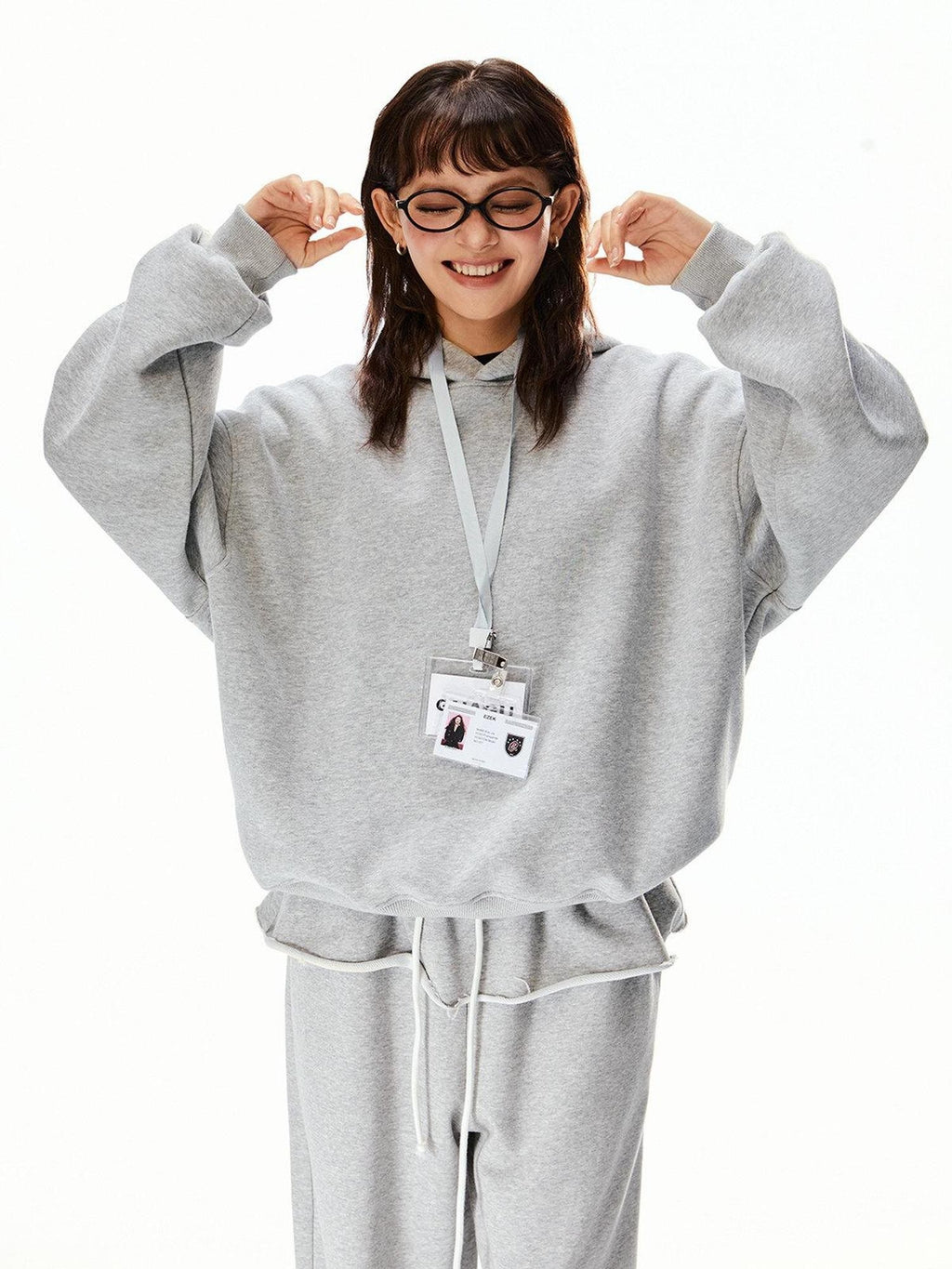 EZEK Vintage Gray Hooded Loose Fit Pocket Women's Cotton Blend Sweatshirts