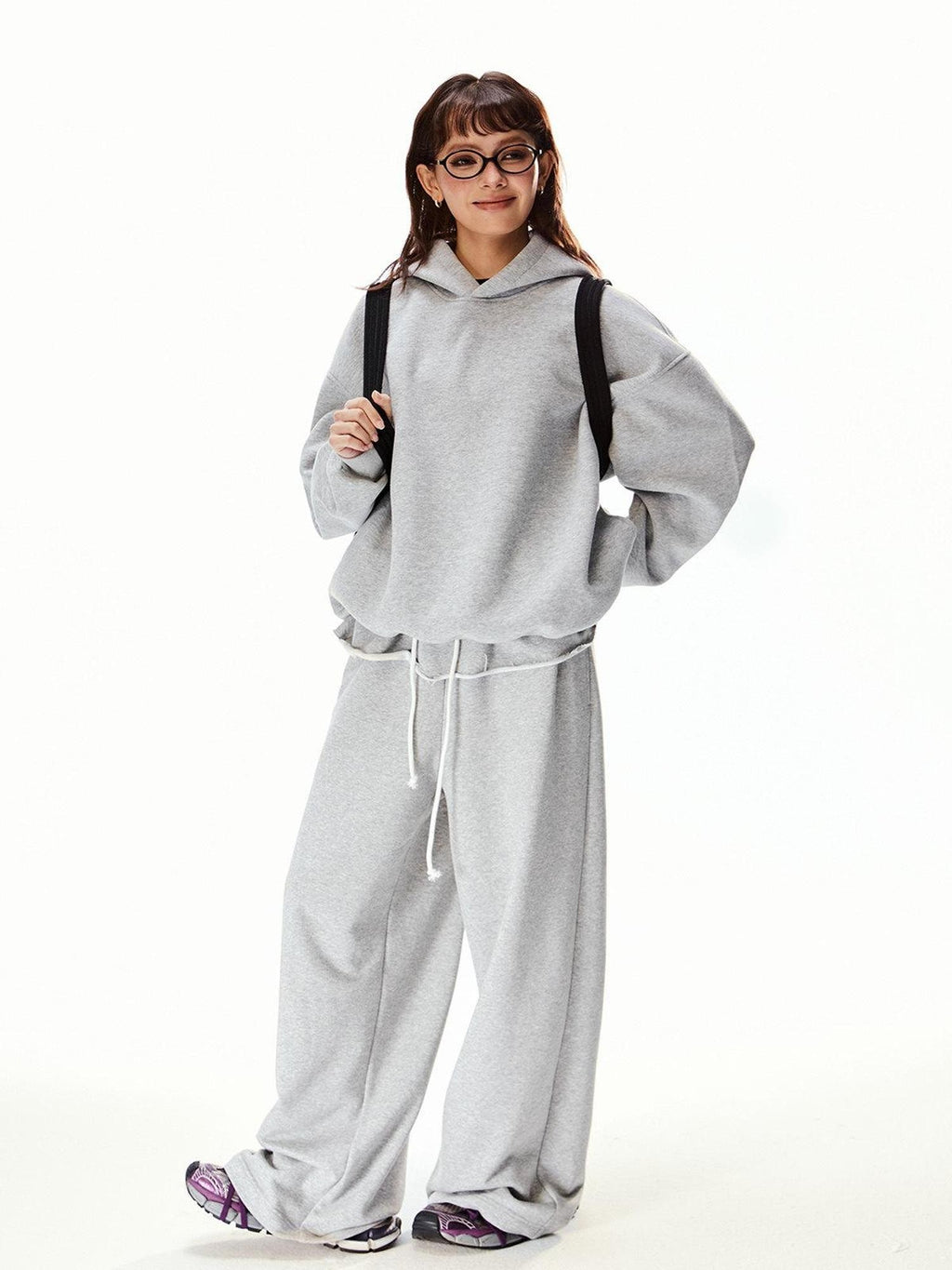 EZEK Vintage Gray Hooded Loose Fit Pocket Women's Cotton Blend Sweatshirts