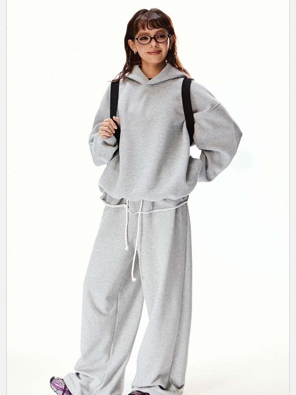 EZEK Vintage Gray Hooded Loose Fit Pocket Women's Cotton Blend Sweatshirts